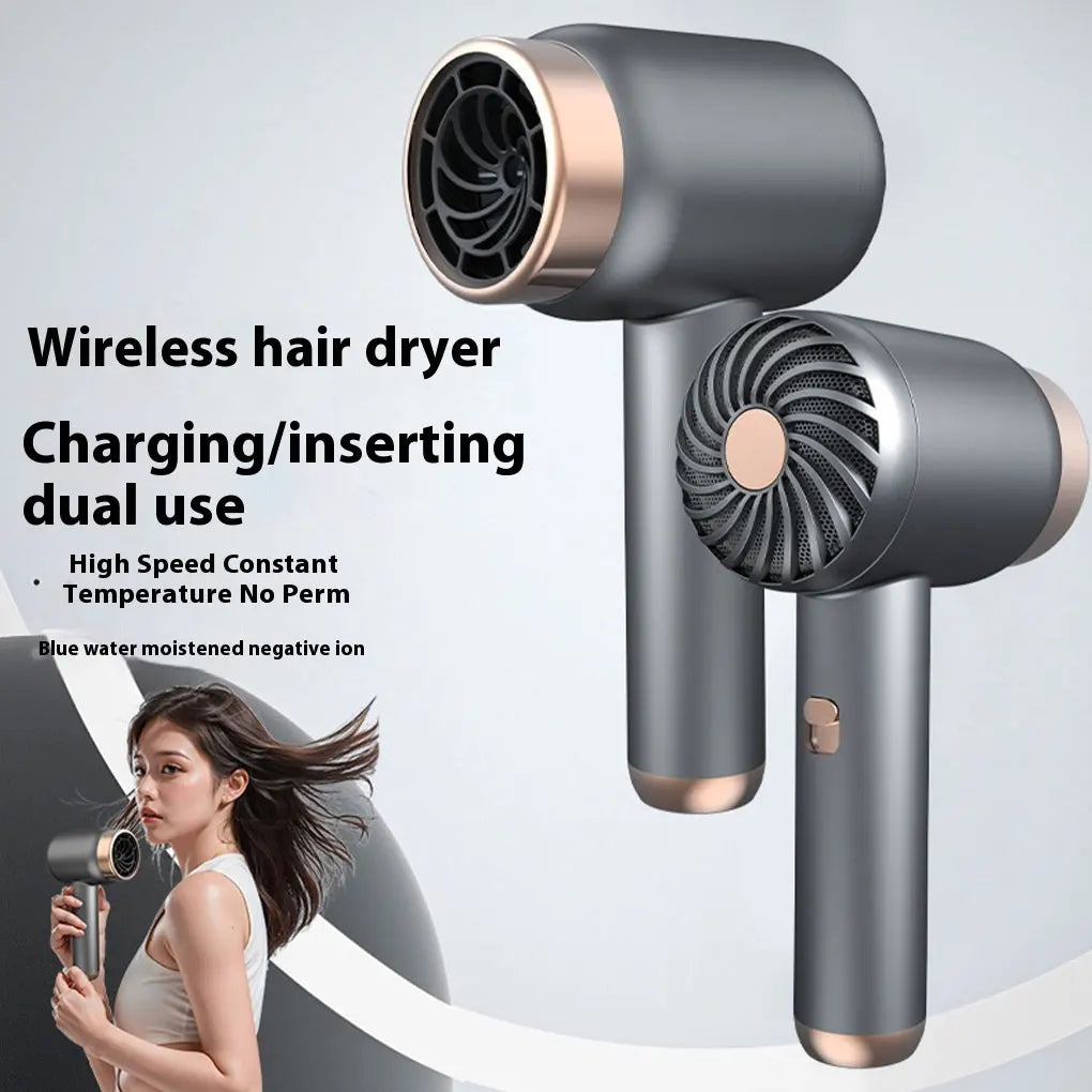 USB Charging Cordless Hair Dryer Travel Wireless Hair Dryer Home Rechargeable/Plug-In Negative Ion Hair Cold Portable Dormito