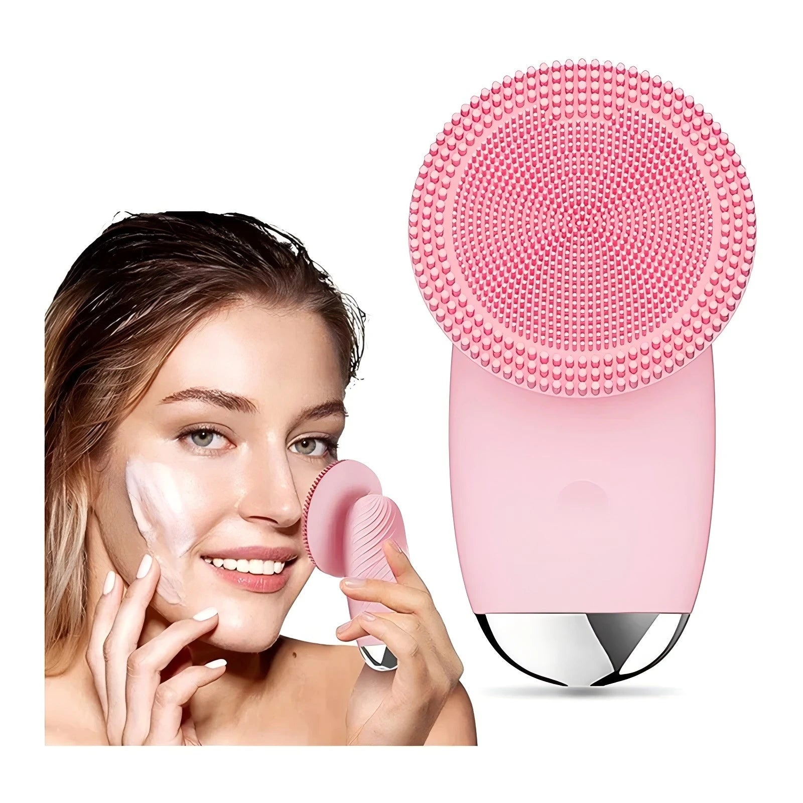 Electric Silicone Face Cleansing Brush Facial Scrubber Massager Sonic Vibration Waterproof Skin Care Tool for Pore Cleaning