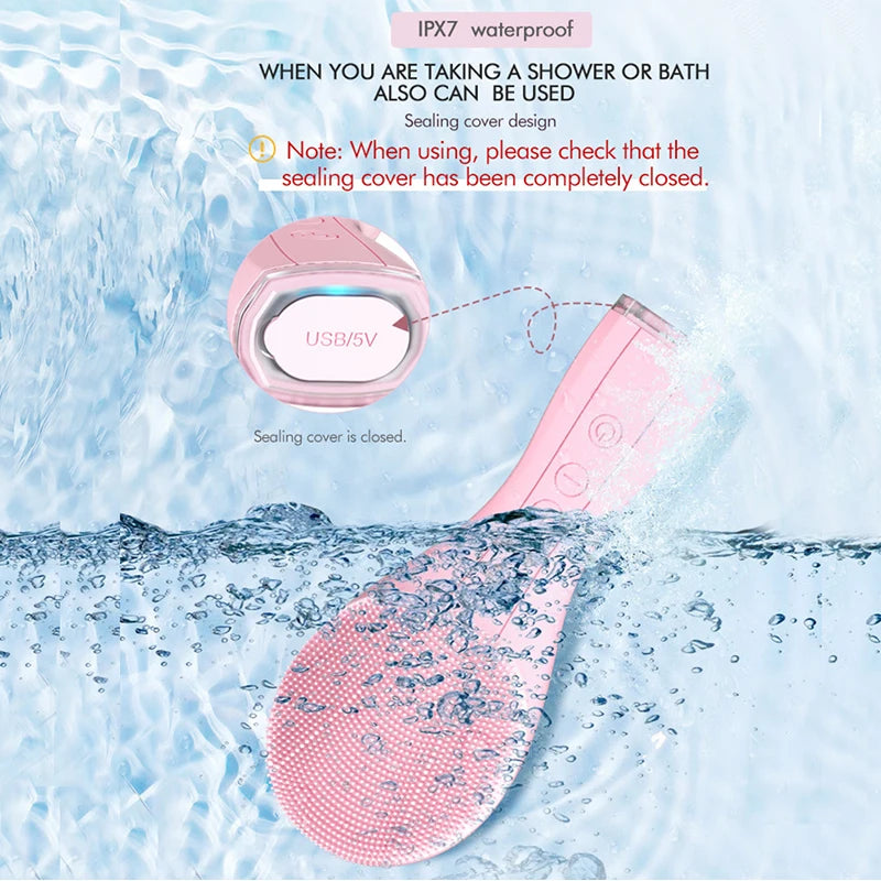 Electric Facial Cleansing Brush Deep Pore Cleaning Sonic Vibration Waterproof Acne Blackhead Remover Silicone Pore Cleaner