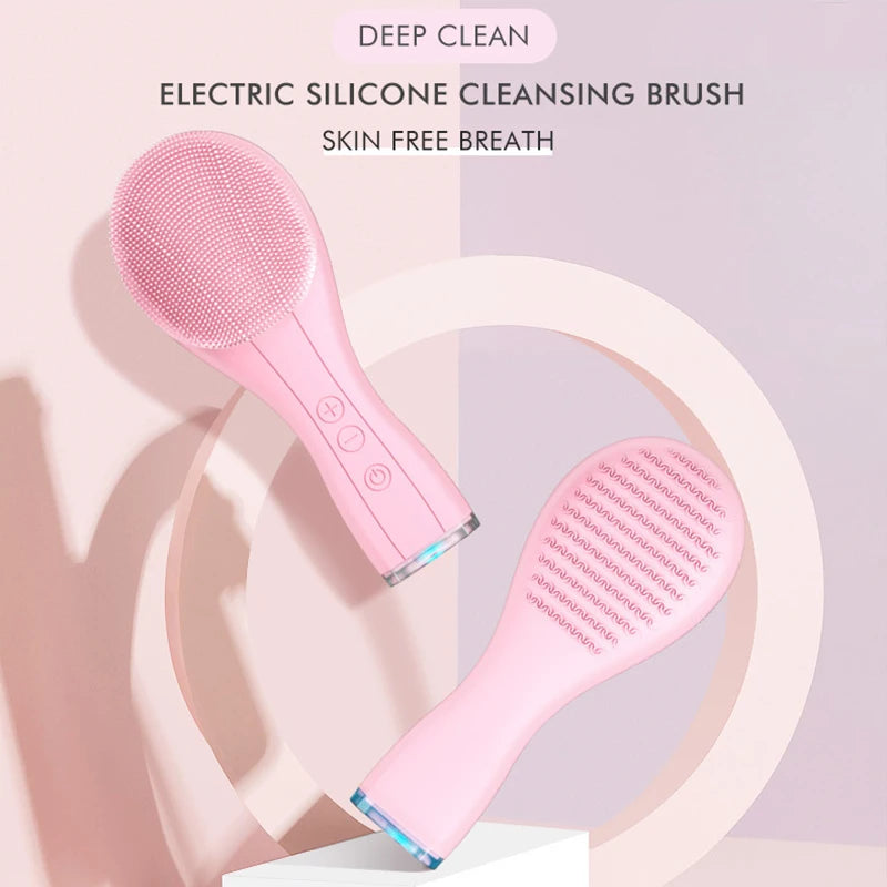 Electric Facial Cleansing Brush Deep Pore Cleaning Sonic Vibration Waterproof Acne Blackhead Remover Silicone Pore Cleaner